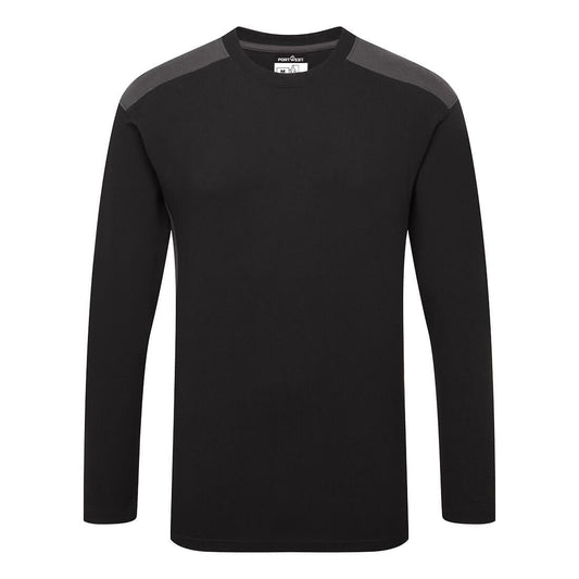 Two-Tone T-Shirt L/S, 4XL, R, Black/Grey