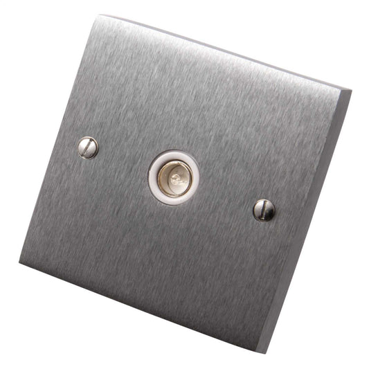 Heritage Brass 1 Gang Coaxial Socket White Insert Satin Chrome