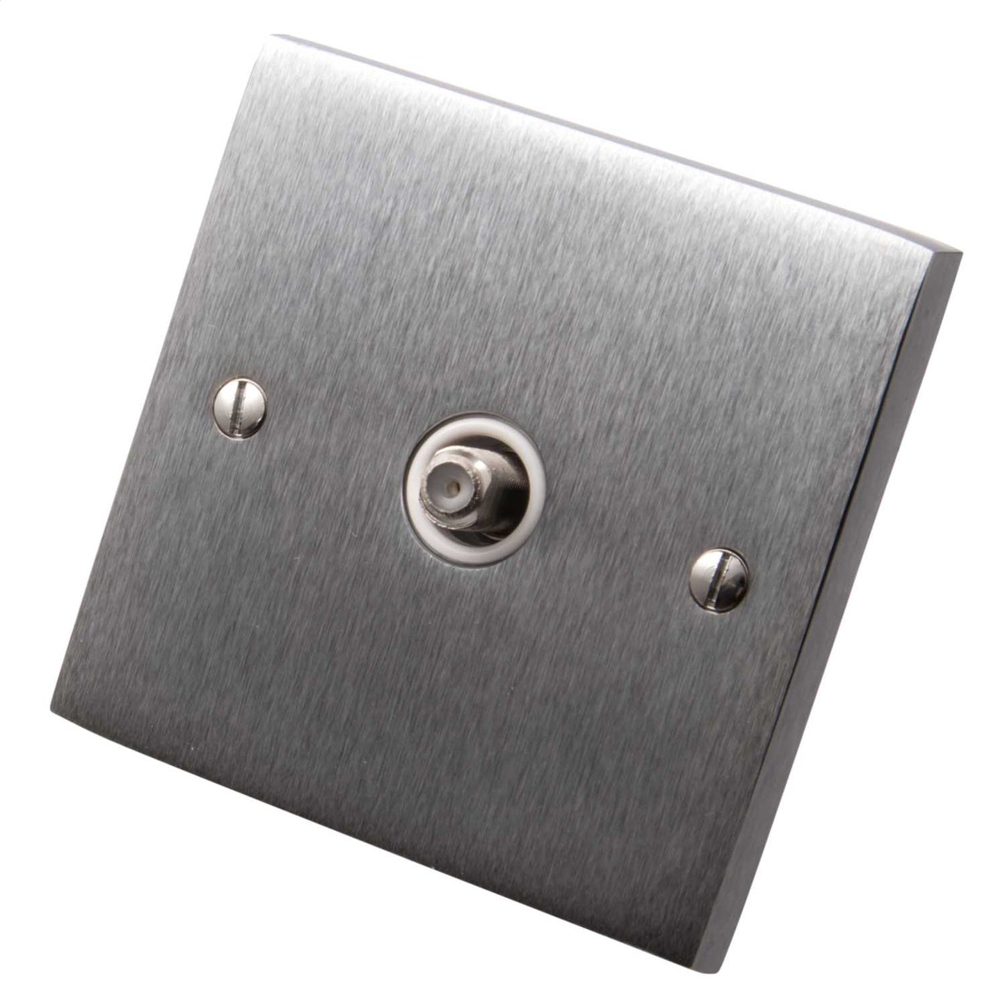 Heritage Brass 1 Gang Satellite Socket with White Insert Satin Chrome