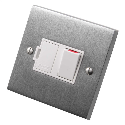 Heritage Brass 13A Switched Fused Spur White Insert Satin Chrome