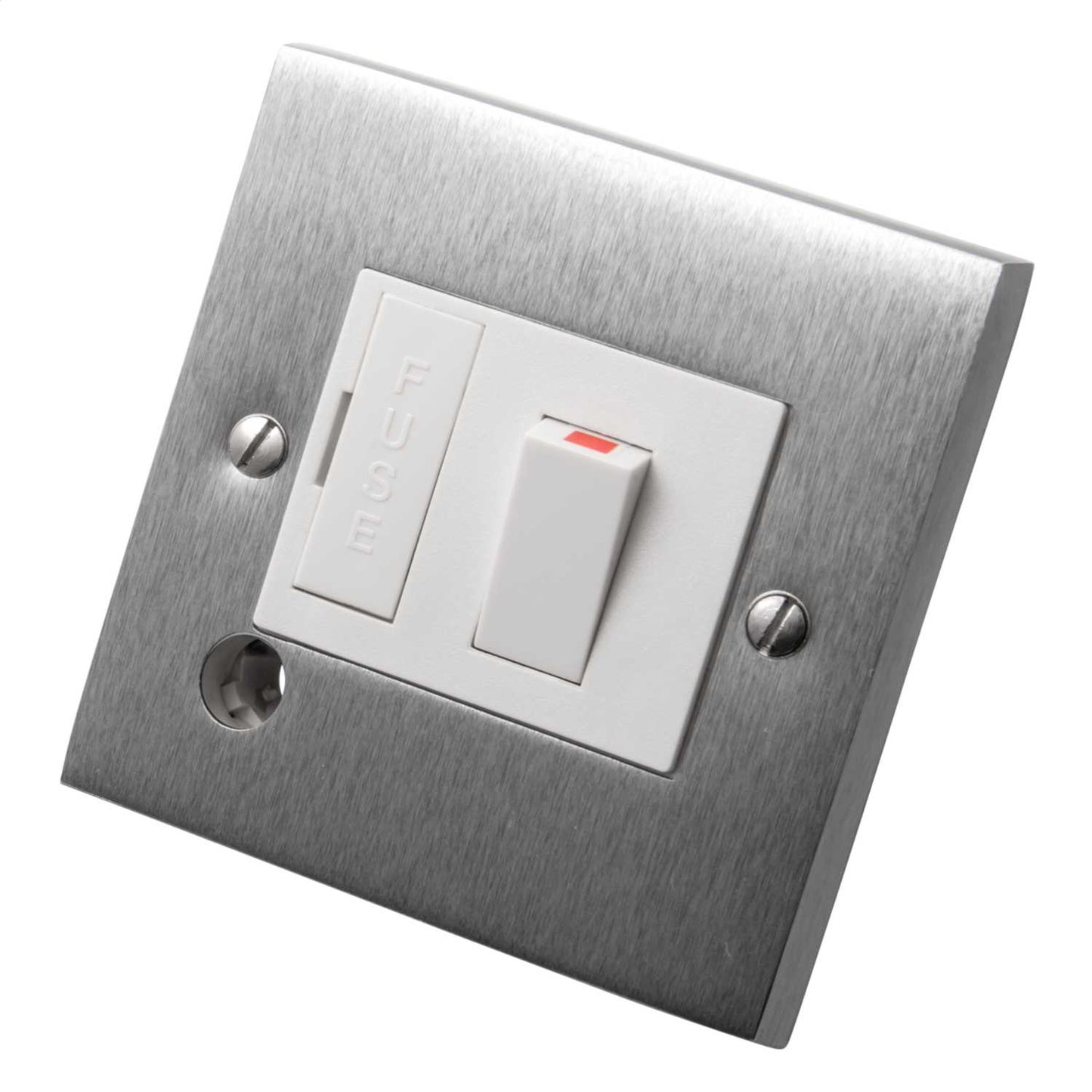 Heritage Brass 13A Switched Fused Spur with Flex Outlet White Insert Satin Chrome