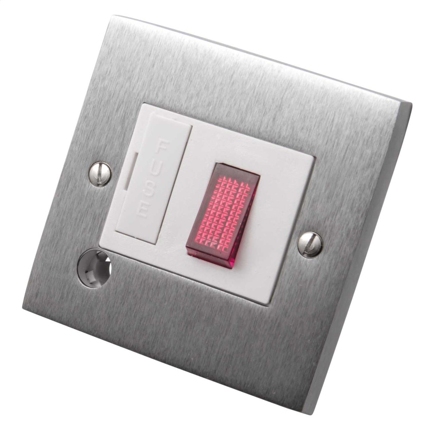 Heritage Brass 13A Switched Fused Spur with Neon and Flex Outlet White Insert Satin Chrome