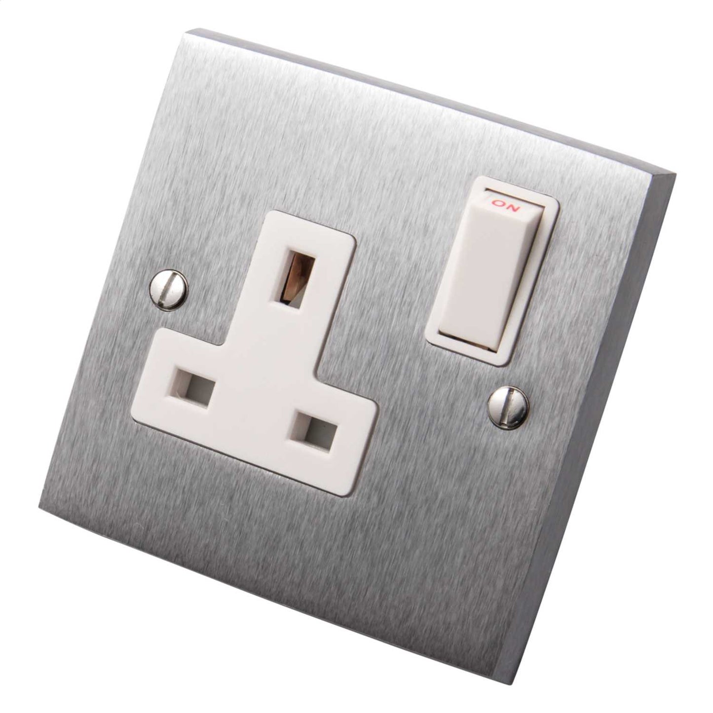 Heritage Brass 13A 1 Gang Switched Socket White Insert Satin Chrome