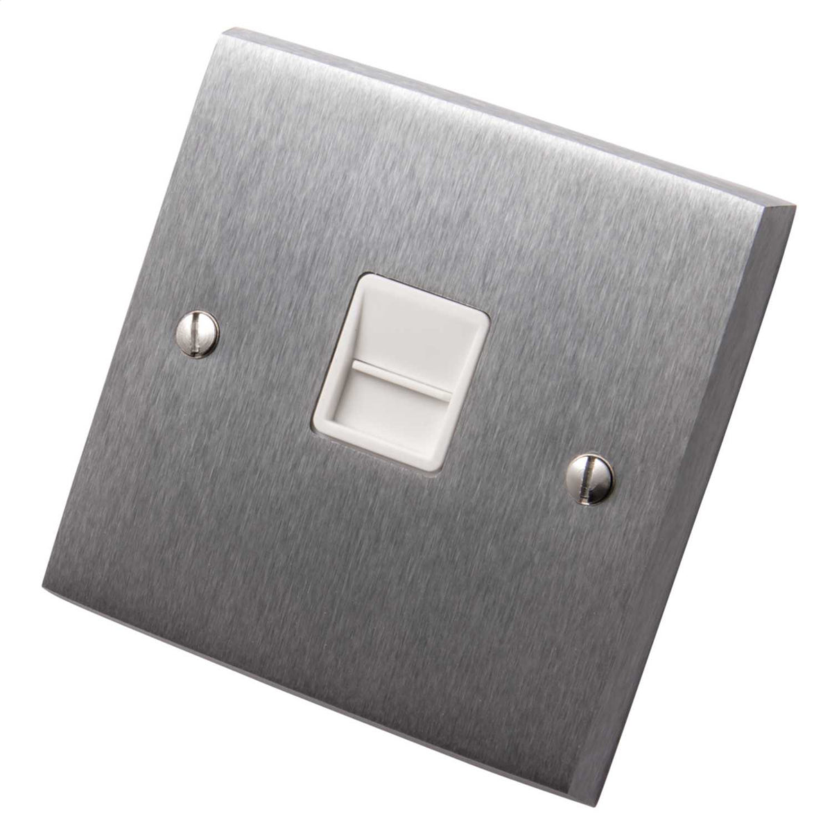 Heritage Brass 1 Gang Master Telephone Socket White Insert Satin Chrome