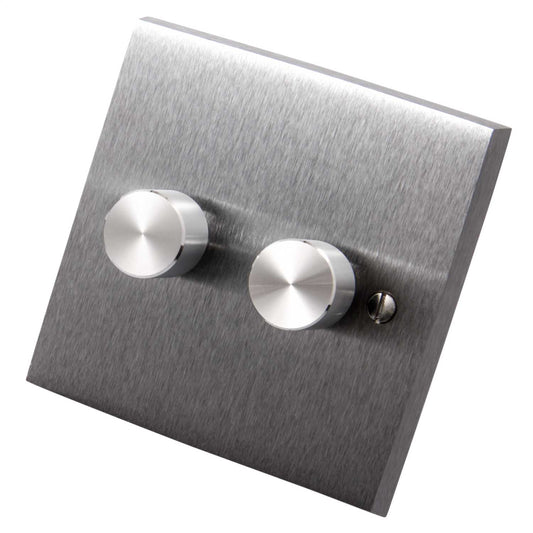Heritage Brass 400W 2 Gang 2 Way Dimmer Switch Satin Chrome