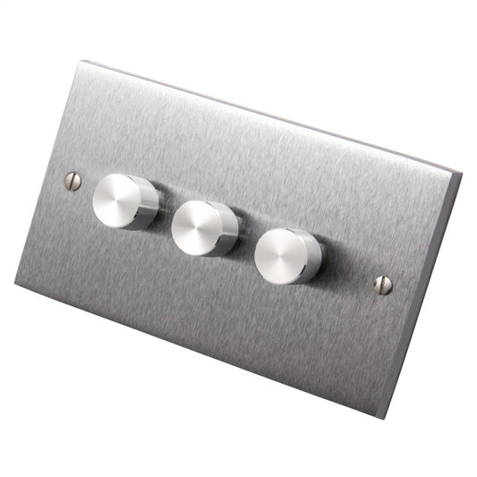 Heritage Brass 400W 3 Gang 2 Way Dimmer Switch Satin Chrome