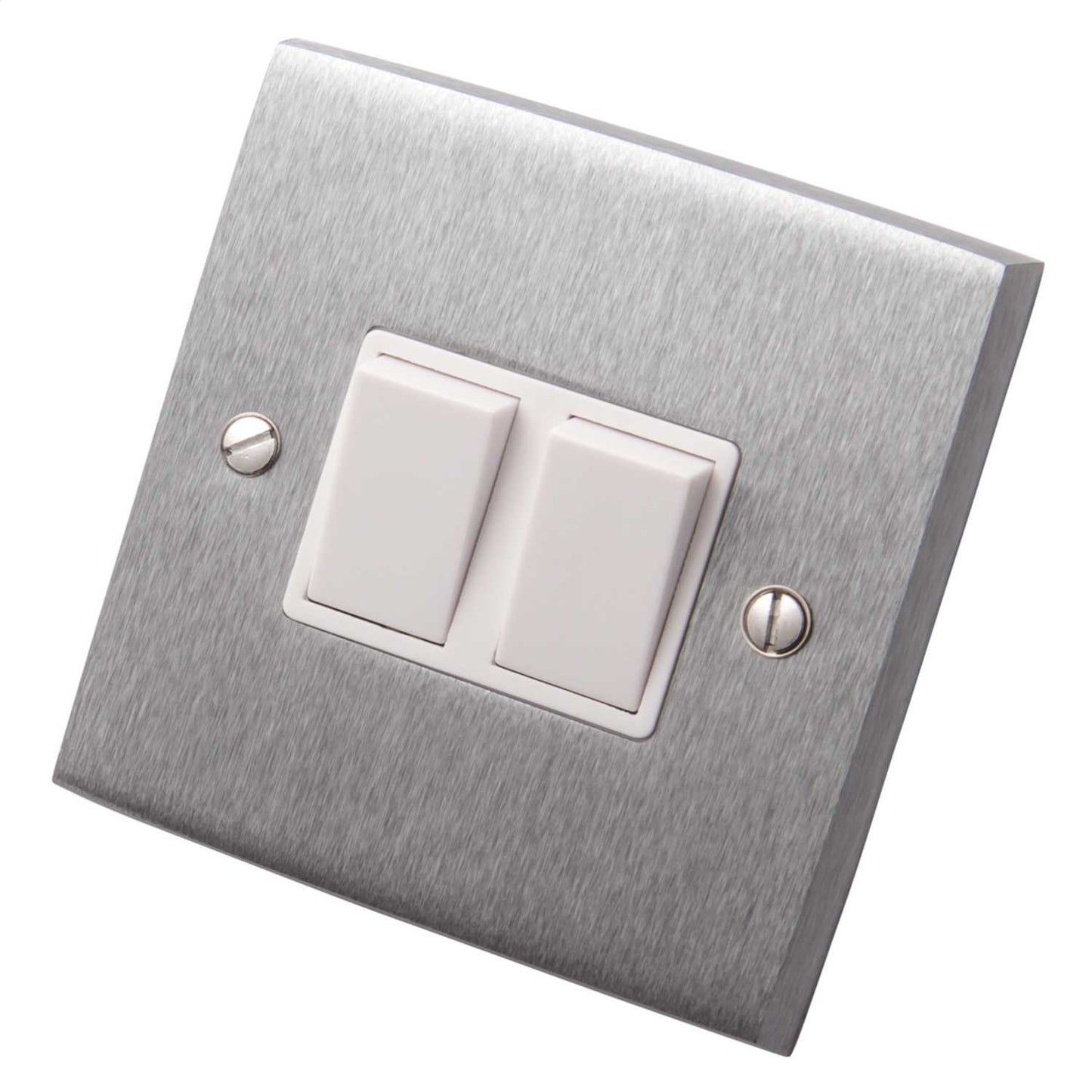 Heritage Brass 6A 2 Gang 2 Way Light Switch White Insert Satin Chrome