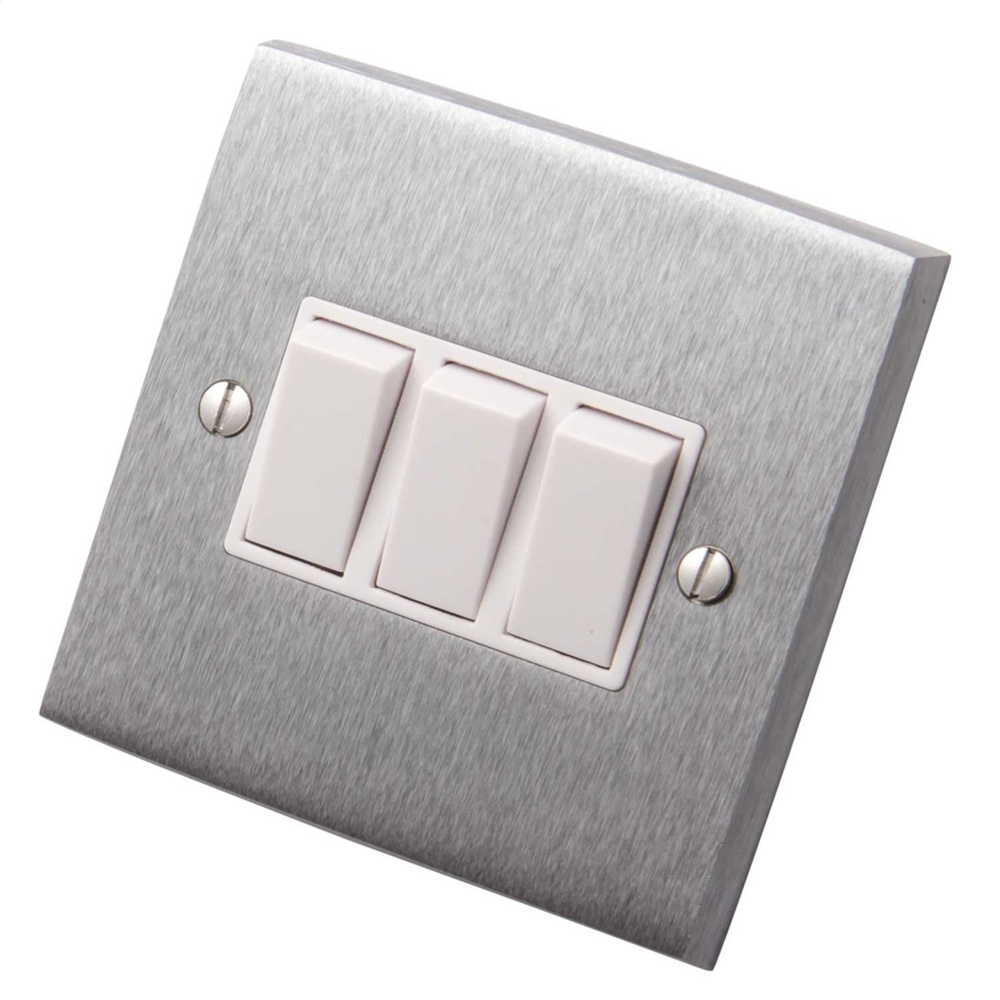 Heritage Brass 6A 3 Gang 2 Way Light Switch White Insert Satin Chrome