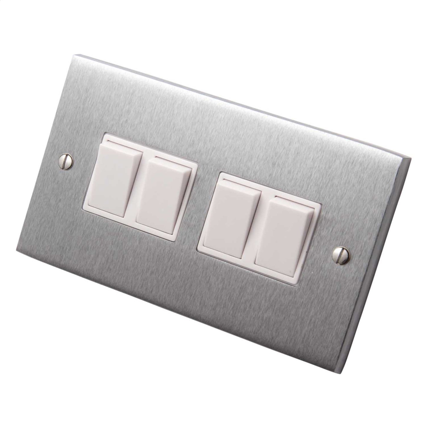 Heritage Brass 6A 4 Gang 2 Way Light Switch White Insert Satin Chrome