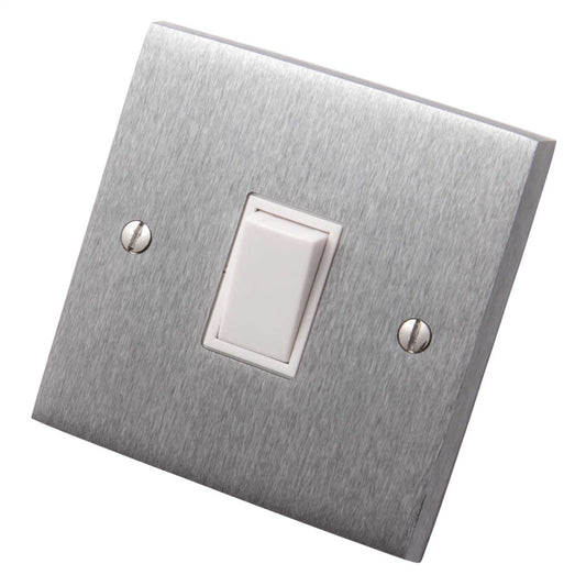 Heritage Brass 6A 1 Gang Intermediate Switch White Insert Satin Chrome