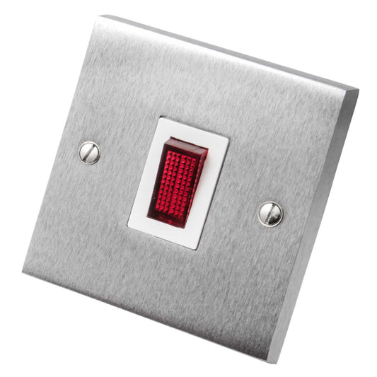 Heritage Brass 20A DP Switch with Neon White Insert Satin Chrome