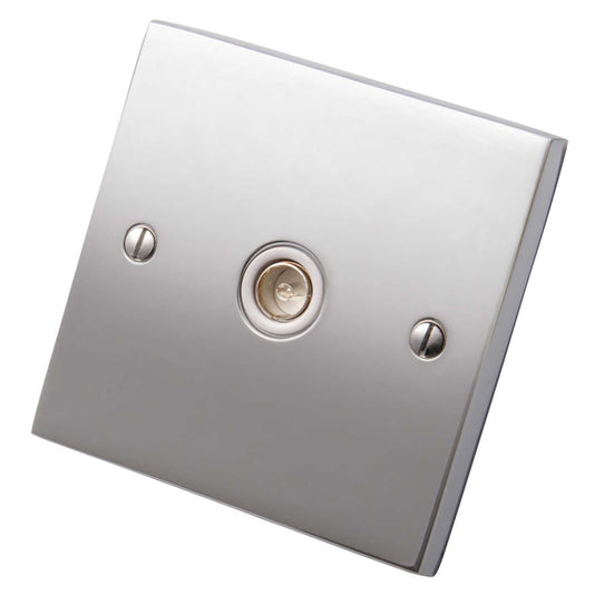 Heritage Brass 1 Gang Coaxial Socket White Insert Polished Chrome