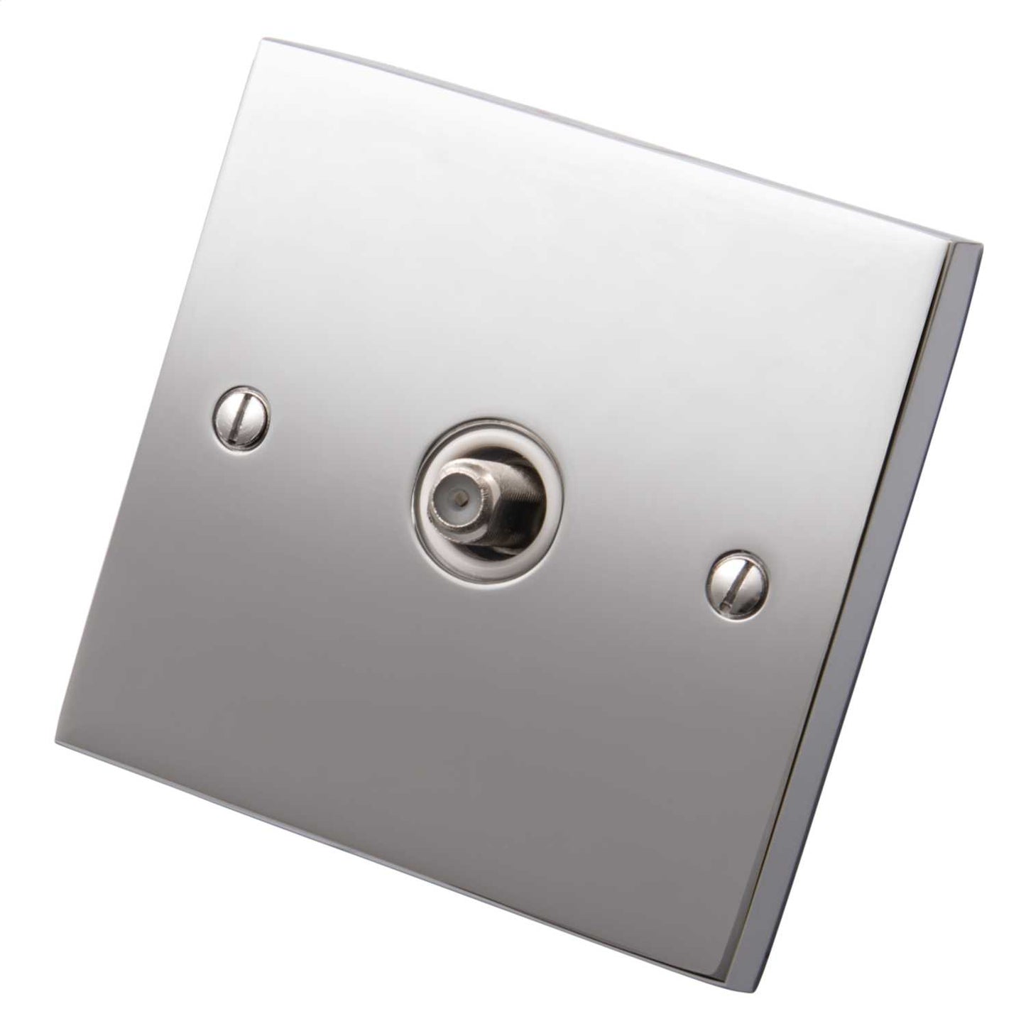 Heritage Brass 1 Gang Satellite Socket White Insert Polished Chrome
