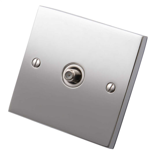 Heritage Brass 1 Gang Satellite Socket White Insert Polished Chrome