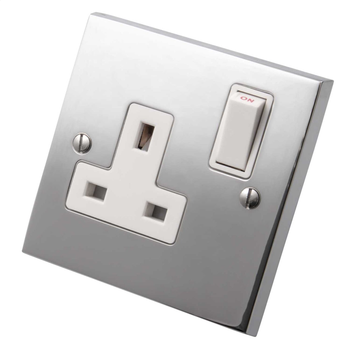 Heritage Brass 13A 1 Gang Single Switched Socket White Insert Polished Chrome