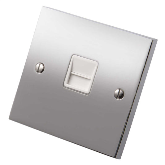 Heritage Brass 1 Gang Secondary Telephone Socket White Insert Polished Chrome