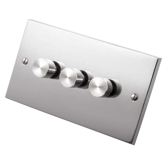 Heritage Brass 400W 3 Gang 2 Way Dimmer Polished Chrome