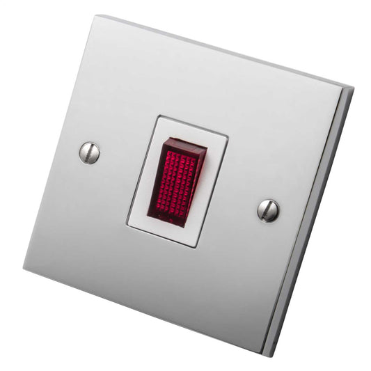 Heritage Brass 20A DP Switch with Neon White Insert Polished Chrome