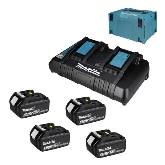 Makita 197627-6 18V 5.0Ah Power Pack 4 x Batteries and Twin Port Charger