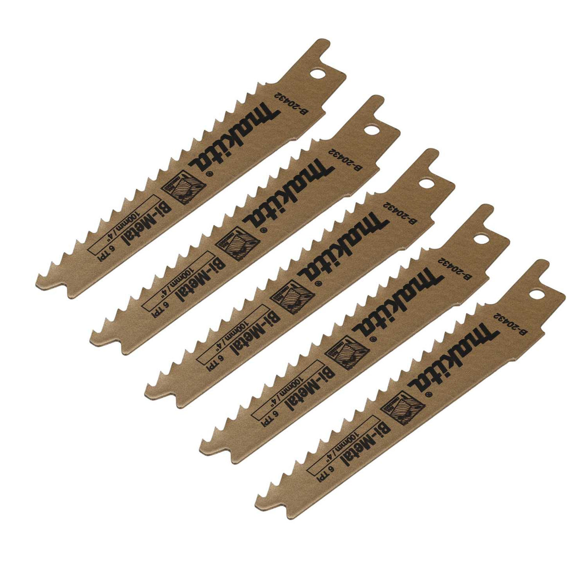Makita 100mm 6TPi Reciprocating Saw Blades (Pack of 5)