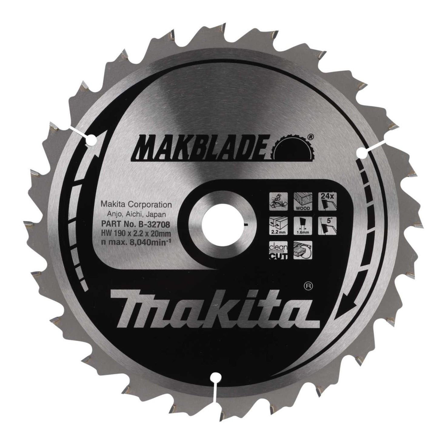 Makita 190mm Makblade Wood Circular Mitre Saw Blade