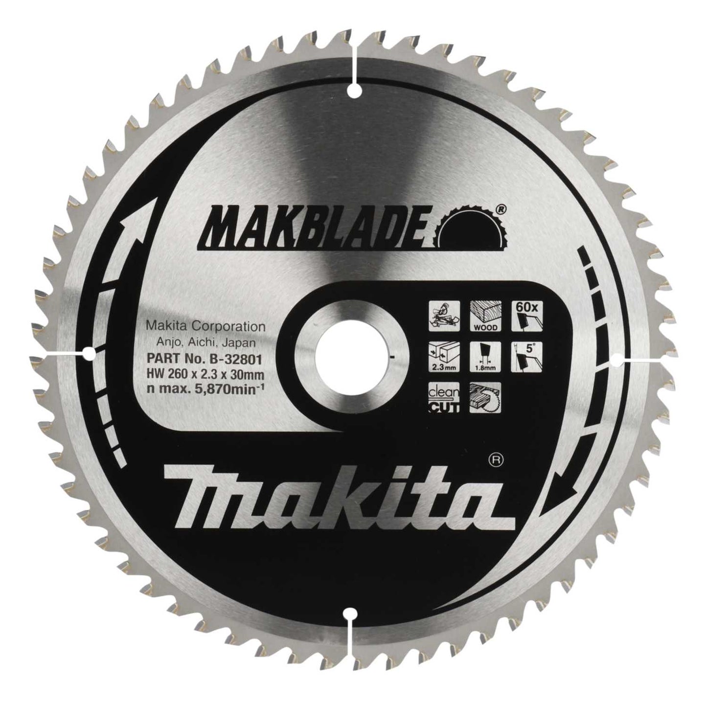 Makita 260mm Makblade Wood Circular Mitre Saw Blade