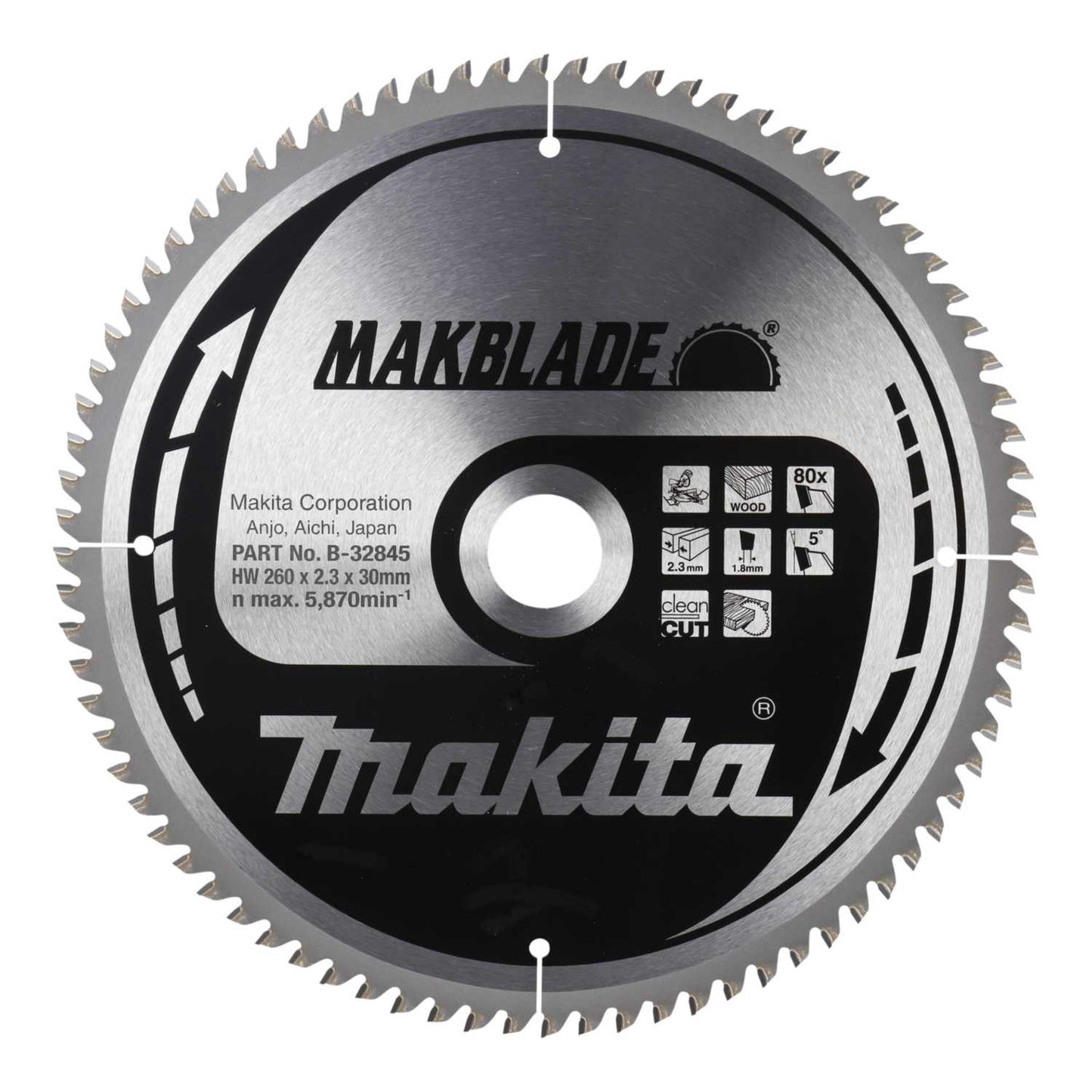 Makita 260mm Makblade Wood Circular Mitre Saw Blade