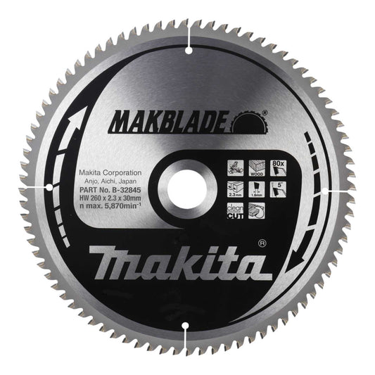 Makita 260mm Makblade Wood Circular Mitre Saw Blade