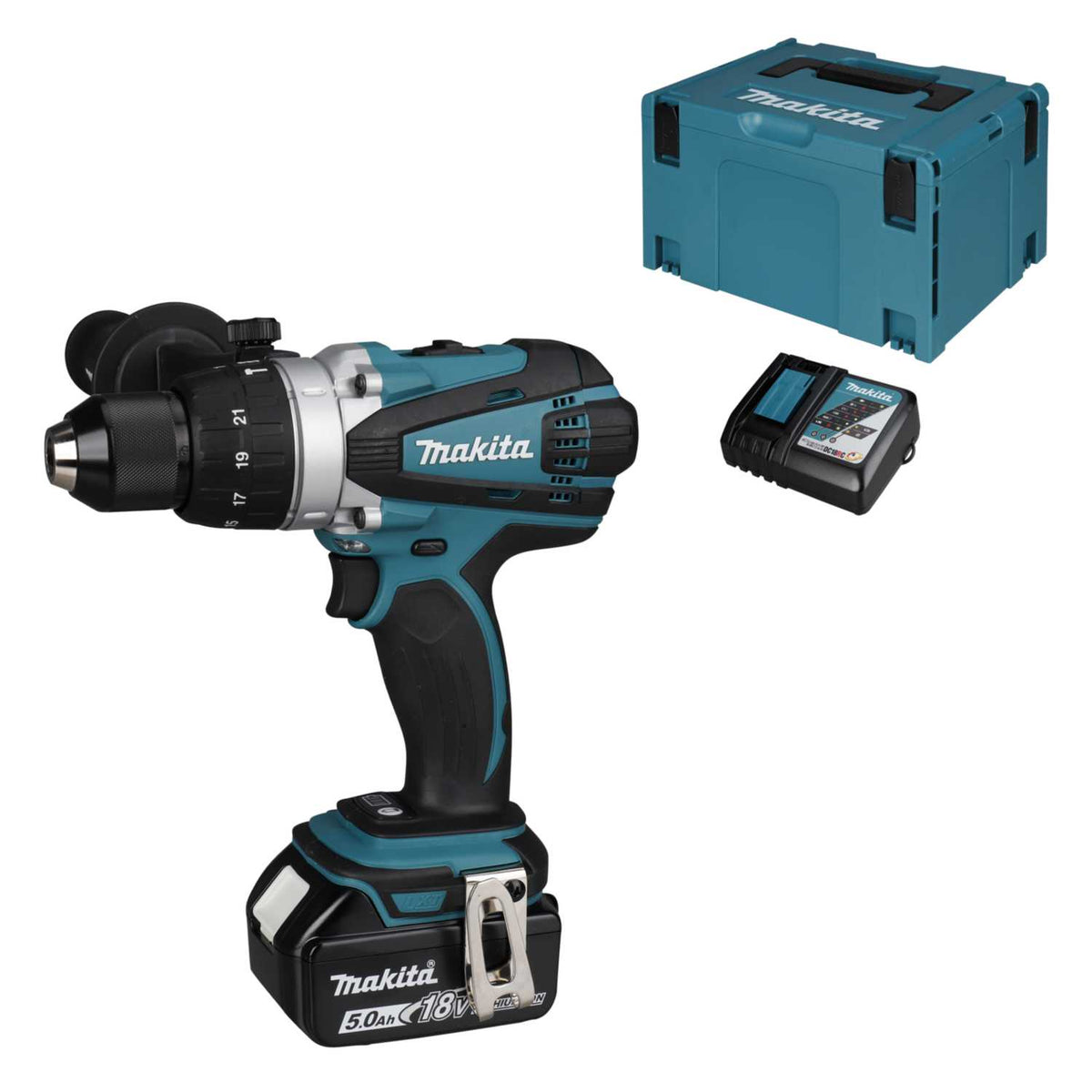 Makita DHP458RT1J 18V LXT Combi Drill with 1 x 5.0Ah Battery