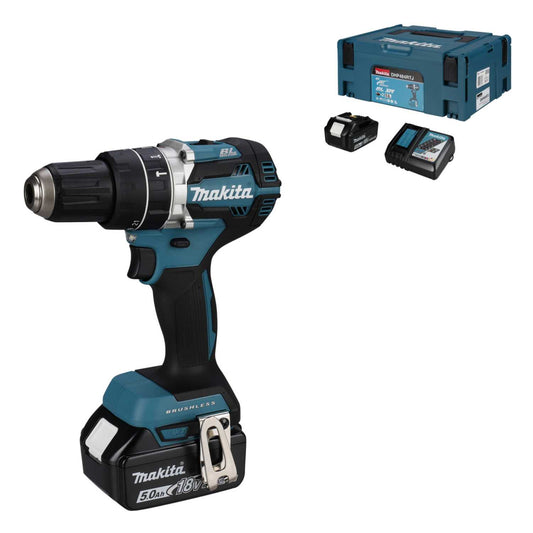 Makita DHP484RTJ 18V LXT Brushless Combi Drill with 2 x 5.0Ah Batteries