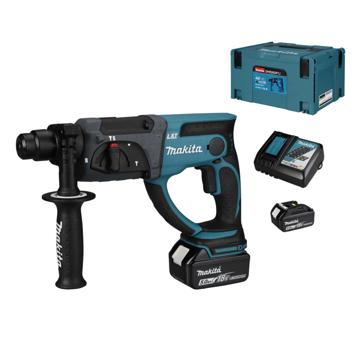 Makita DHR202RTJ 18V Rotary Hammer SDS+ Drill with 2 x 5.0Ah Batteries
