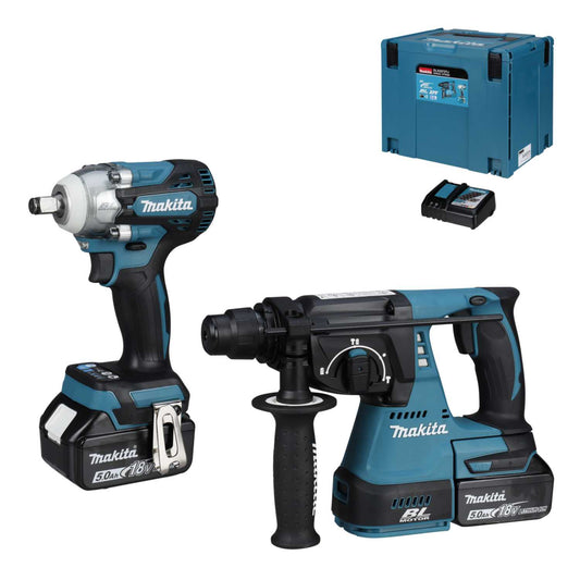 Makita DLX2372TJ 18V LXT™ Rotary Hammer and Impact Wrench Kit with 2 x 5.0Ah Batteries
