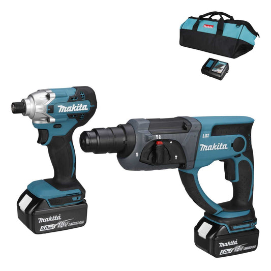 Makita DLX2551STJ 18V LXT Combi Drill and Impact Driver Kit with 2 x 5.0Ah Batteries
