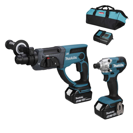 Makita DLX2555TX1 18V LXT Rotary SDS Hammer Drill and Impact Driver Kit