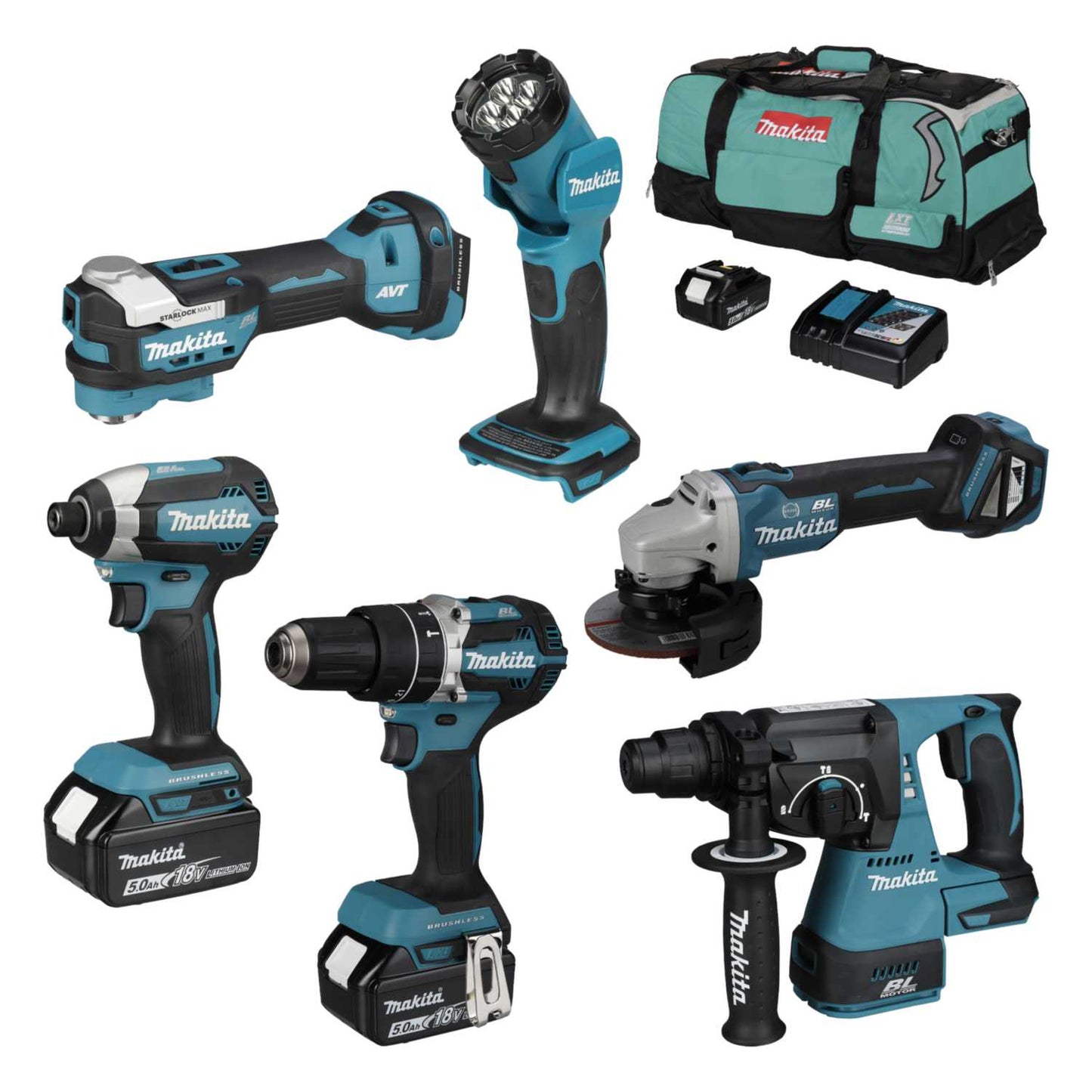 Makita DLX6131TX1 18V 6 Piece Electricians Kit with 3 x 5.0Ah Batteries