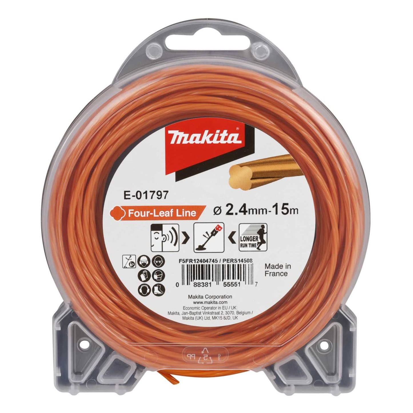 Makita E-01797 Four-Leaf Nylon Trimmer Line 2.4mm x 15m