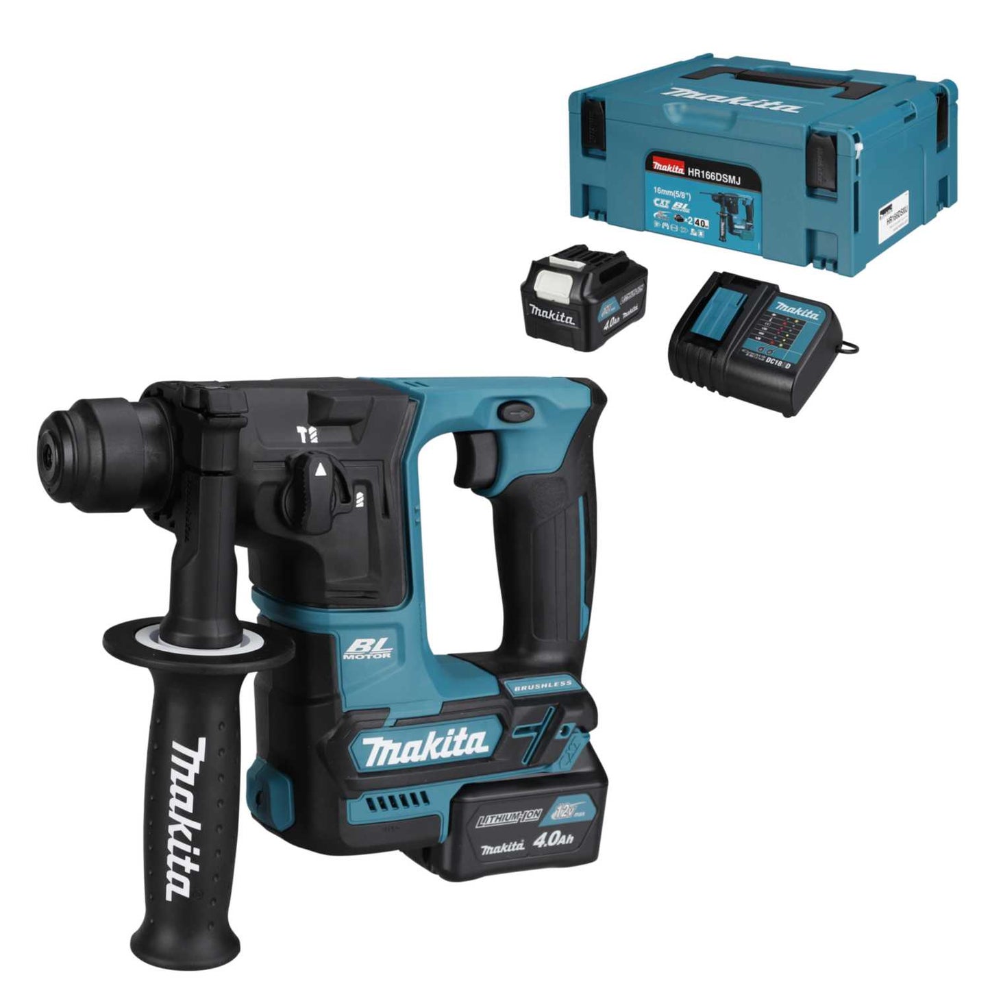 Makita HR166DSMJ 12V CXT SDS+ Rotary Hammer Drill with 2 x 4.0Ah Batteries