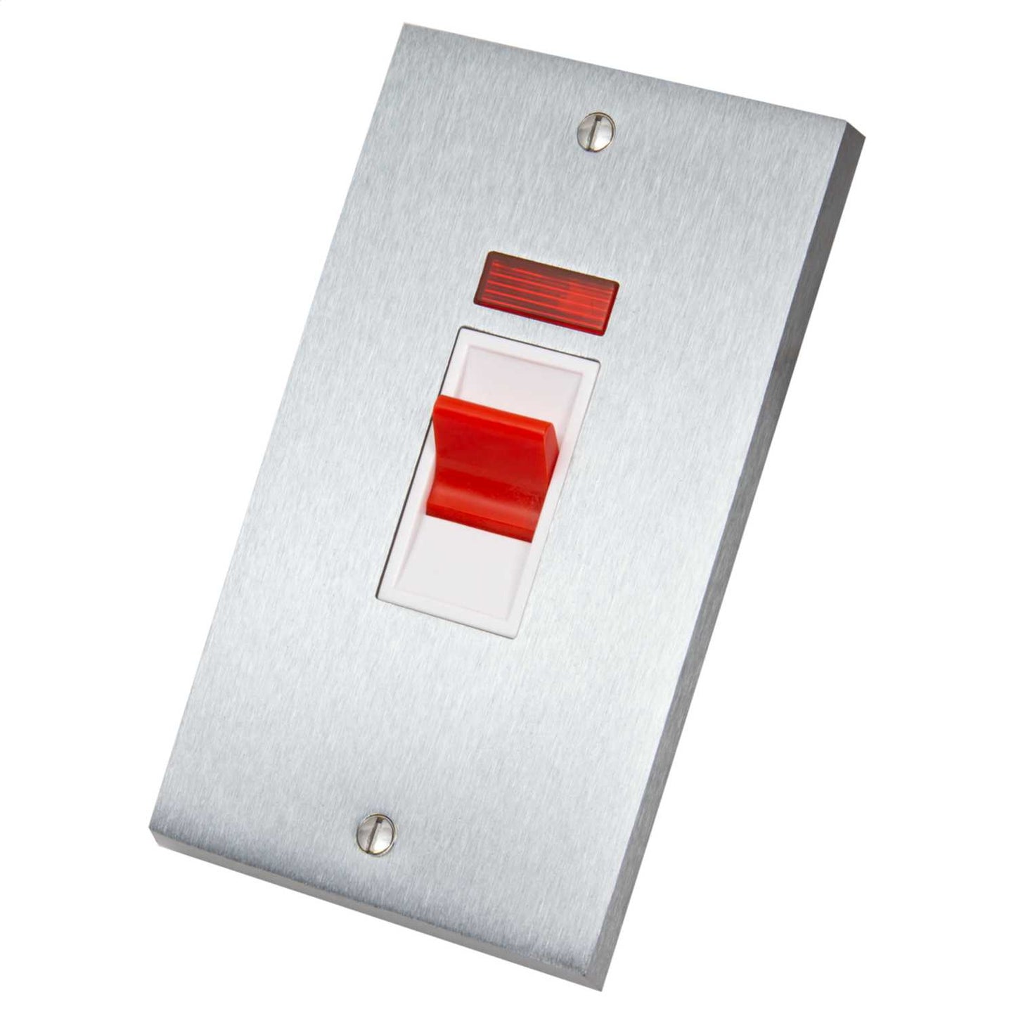 Heritage Brass 45A DP 2 Gang Vertical Switch with Neon White Insert Satin Chrome