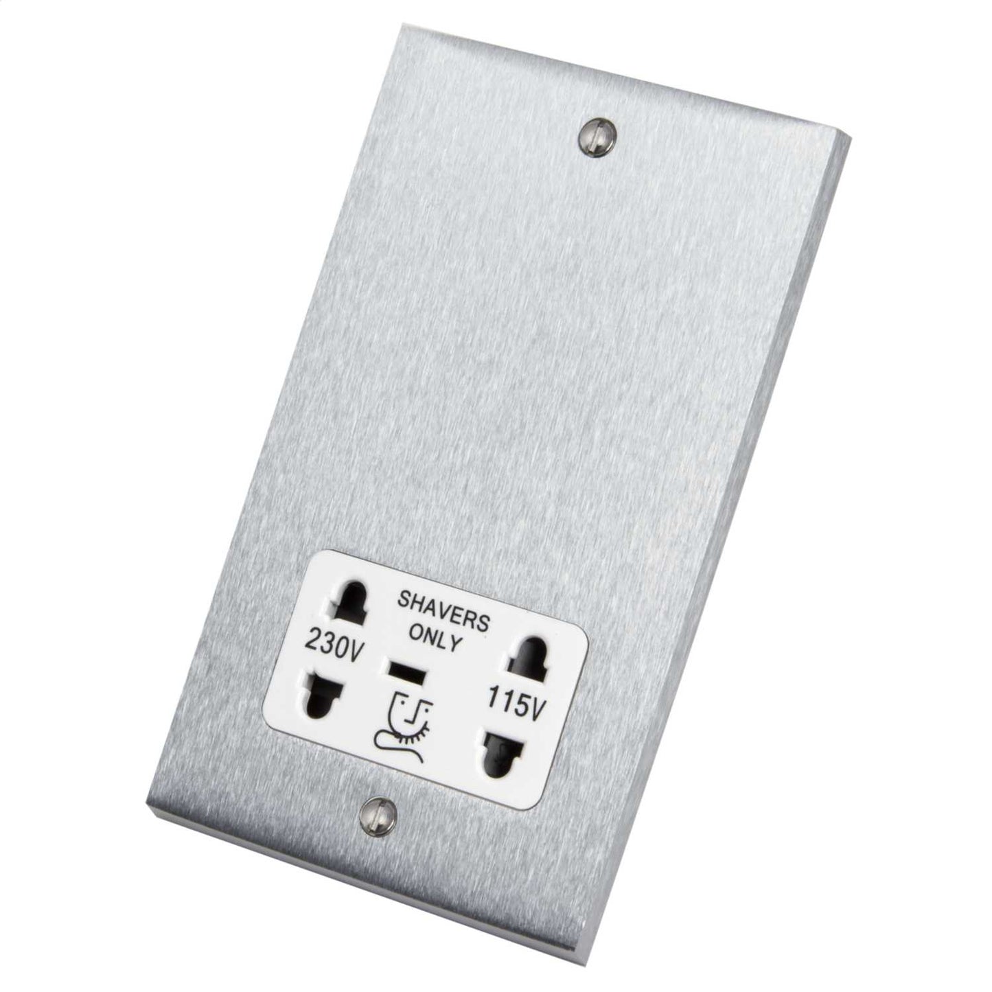 Heritage Brass Dual Voltage Shaver Socket White Insert Satin Chrome
