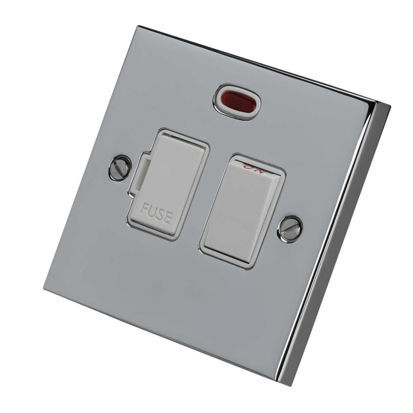Heritage Brass 13A Switched Fused Spur Neon White Insert Polished Chrome