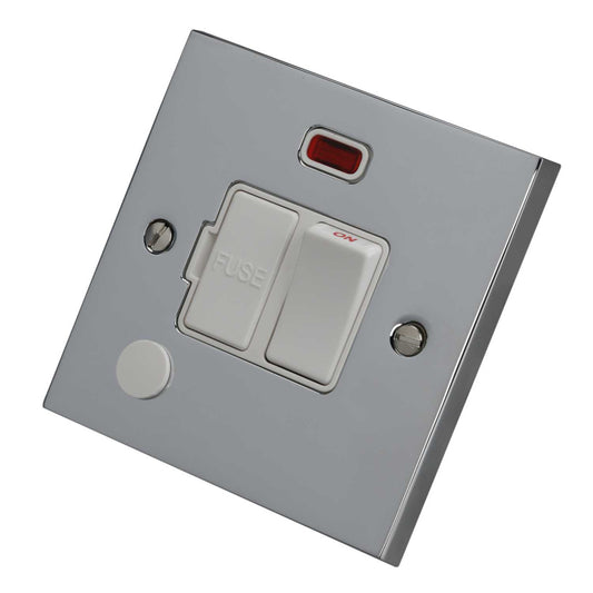 Heritage Brass 13A Switched Fused Spur Neon White Insert Polished Chrome
