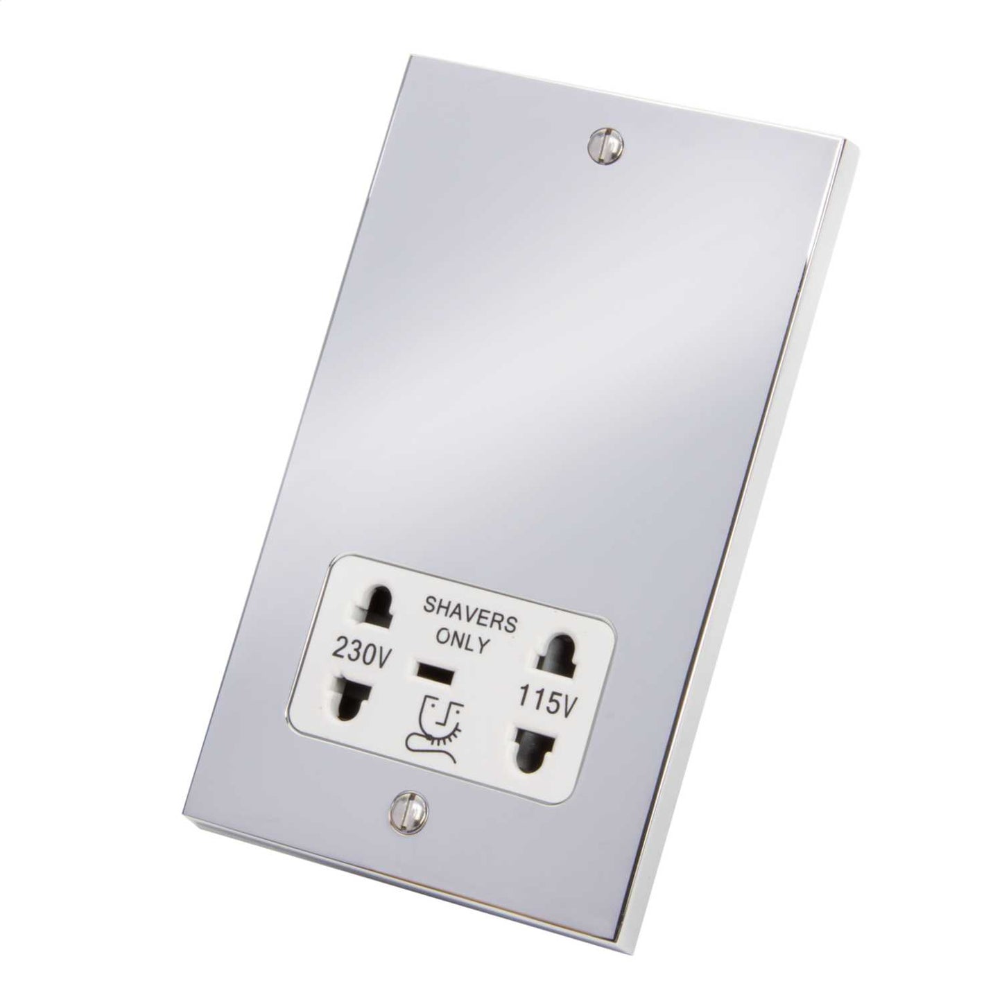 Heritage Brass Dual Voltage Shaver Socket White Insert Polished Chrome