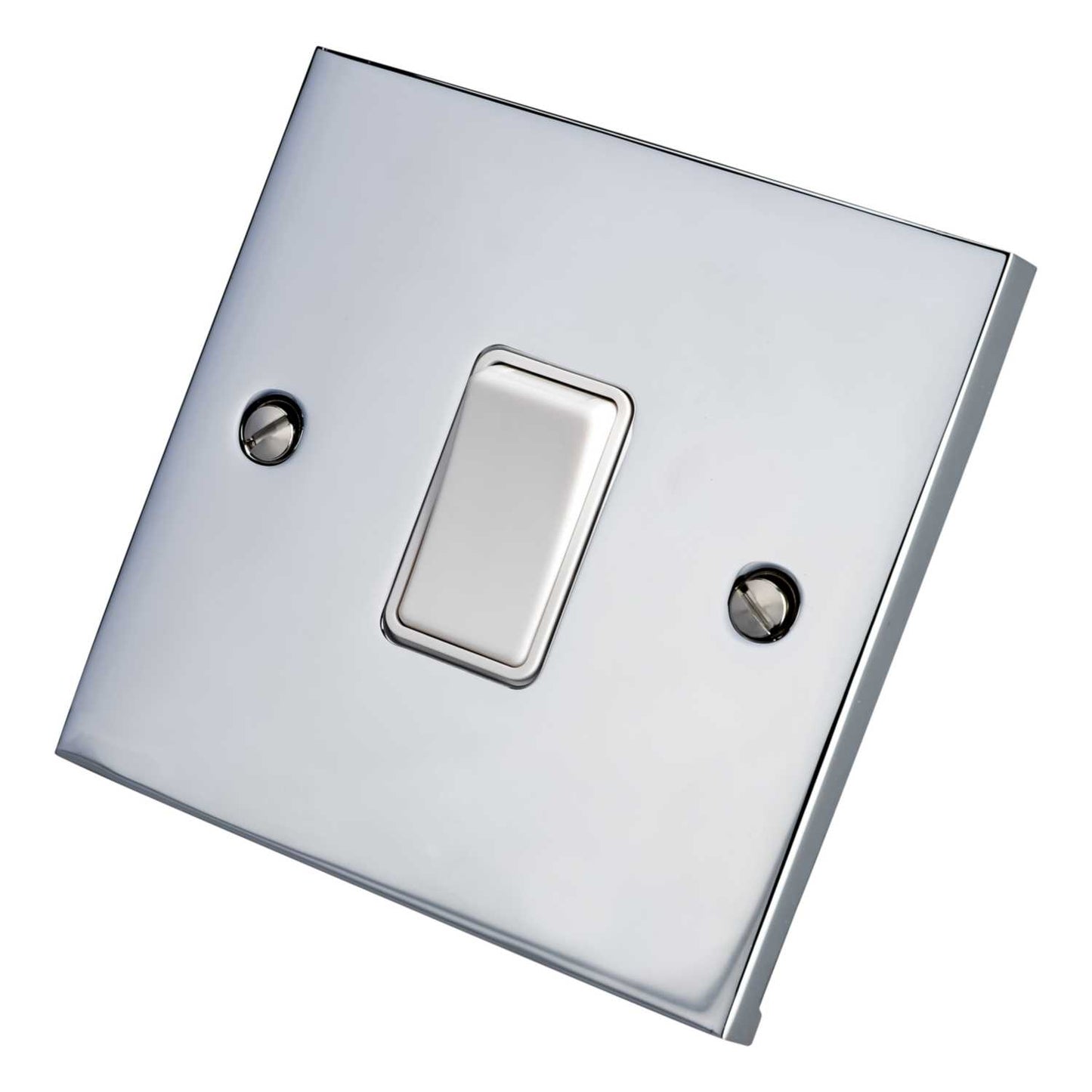 Heritage Brass 6A 1 Gang 2 Way Light Switch White Insert Polished Chrome