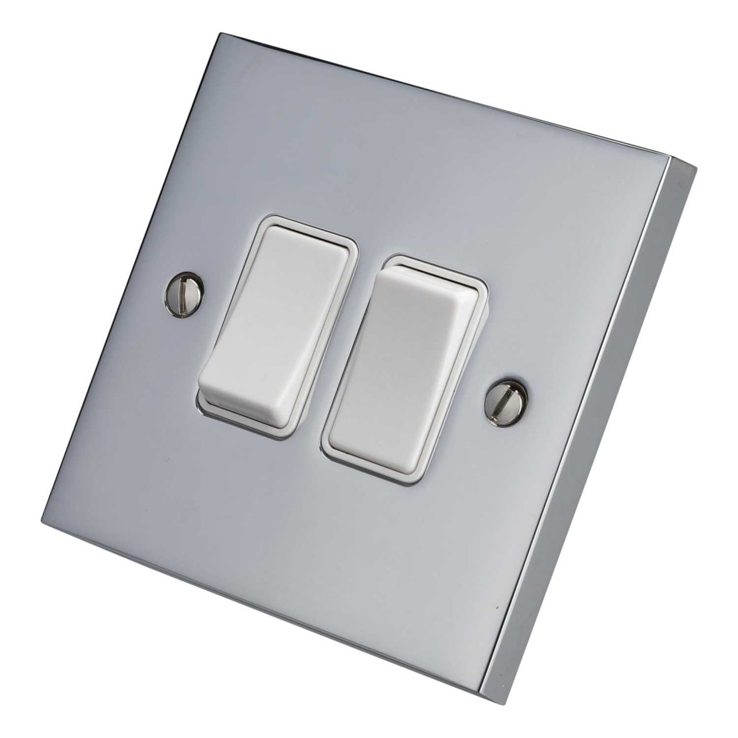 Heritage Brass 6A 2 Gang 2 Way Light Switch White Insert Polished Chrome