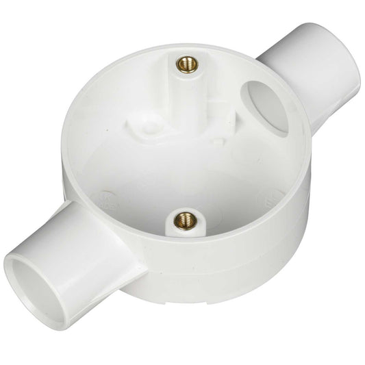 20mm PVC Conduit Through Box White (Sold in 1's)