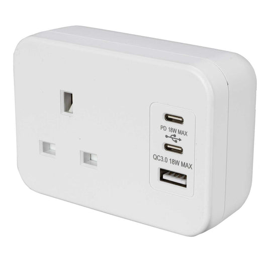 Marshall Tufflex Icon Desktop Module 1 Gang Power Socket / 2 x USB-C and 1 x USB-A White