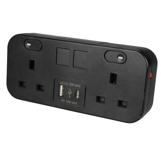 Marshall Tufflex Icon Desktop Module 2 Gang Power Sockets / 1 x USB-C / 1 x USB-A Black