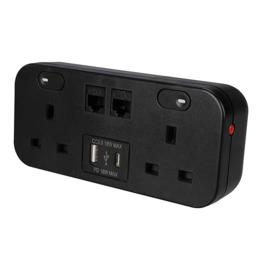 Marshall Tufflex Icon Desktop Module 2 x Power Sockets / 1 x USB-C / 1 x USB-A and 2 x Cat6 Black