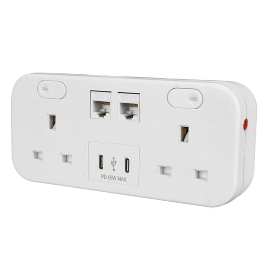 Marshall Tufflex Desktop Module with 2 x Power Sockets / 2 x 65W USB-C and 2 x Cat6 Ports White