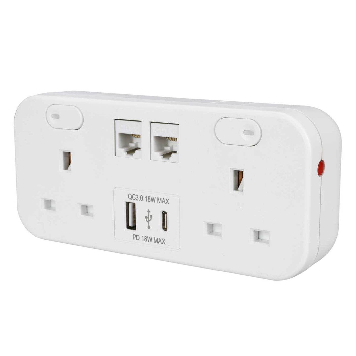 Marshall Tufflex Icon Desktop Module 2 x Power Sockets / 1 x USB-C / 1 x USB-A and 2 x Cat6 White